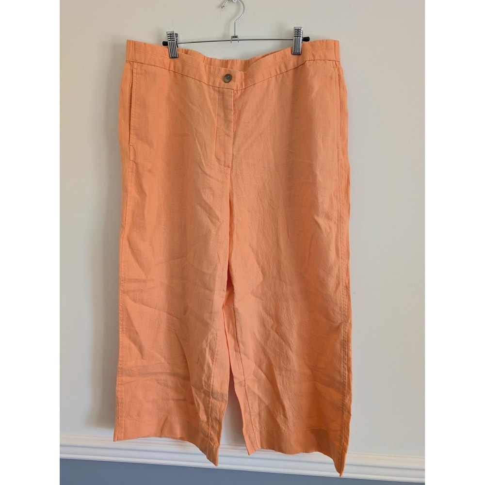 J. Jill Love Linen Pants Apricot Orange Wide Leg New Large coastal beachy resort